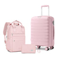 LARVENDER Luggage Sets 3 Piece, Hardside PP Carry On Suitcase with 360° Spinner Wheels TSA Lock Luggage Sets for Women, Orchid Pink