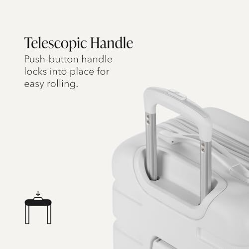 SwissGear 7366 Signature Hardside Expandable Luggage with Spinner Wheels, TSA Lock, Cup-Holder, White, Carry-On 19-Inch