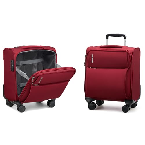 Hanke 16 Inch Underseat Carry On Luggage with Spinner Wheels Airline Approved, Small Rolling Suitcase Softside Underseater Lightweight TSA Travel Roller Suitcase Carry-On Bag(Burgundy)