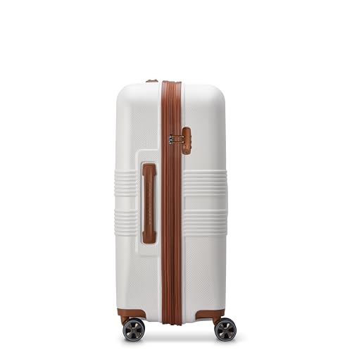 DELSEY PARIS Flanerie SE - Hardside Carry-On Luggage 19 Inch - 360° Dual Spinner Wheels - TSA Lock - 5-Year Warranty - Lightweight Polycarbonate Travel Suitcase with Vegan Leather, Champagne