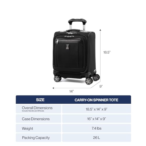 Travelpro Platinum Elite Underseat Spinner Tote Bag with USB Port, True Navy, 16-Inch