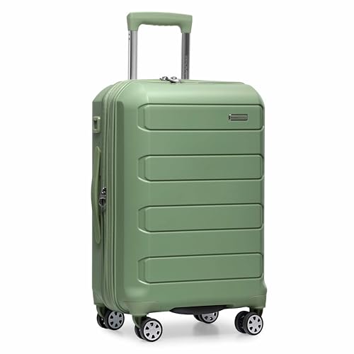 Traveler's Choice Pagosa Hardshell Expandable Luggage with Spinner Wheels, Green, 22-Inch Carry-on