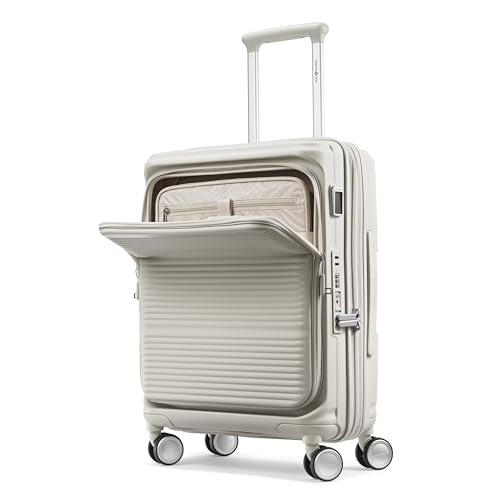Samsonite Paralux Global Carry-On Luggage - Innovative Design - Quick Access Front Pocket - Dual Suspension Wheel Technology - TSA Lock - Expandable - Includes Removable Packing Cubes - Stone Grey