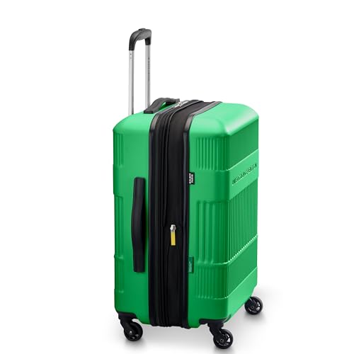United Colors of Benetton Ribbed Hardside Expandable Luggage with Spinner Wheels, Green, Carry-On 20 Inch