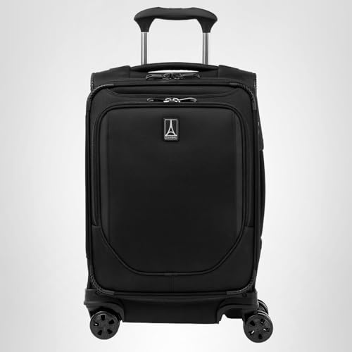 Travelpro Crew Classic Lightweight Softside Expandable Carry on Luggage, 8 Wheel Spinner Suitcase, Men and Women, Compact Carry On 20-Inch, Black