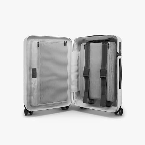 Monos Carry-On Luggage 22 Inch – Lightweight Hardside Spinner Suitcase with TSA Lock | Airline Approved, 39.9L Polycarbonate Rolling Carry On Bag | Overhead Bin Suitcase for Travel | Stellar White