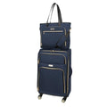 Kenneth Cole REACTION Chelsea 2-Piece Bundle - 20" Chevron Expandable 8-Wheel Carry-On Suitcase & Matching 15" Laptop Tote Bag, Navy