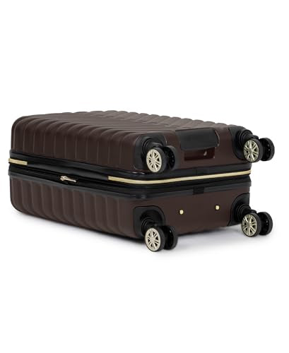 Kenneth Cole REACTION Madison Square Lightweight Hardside Chevron Expandable Spinner Luggage, Chocolate Brown, 20-Inch Checked