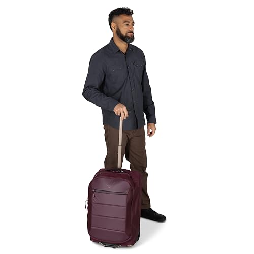Osprey Ozone 2-Wheel Carry-On - Lightweight Carry-On Luggage with Oversized Wheels and Trolley Handle - Rolling Travel Suitcase for Air Travel, Overhead Compartments and Weekend Trips, Black