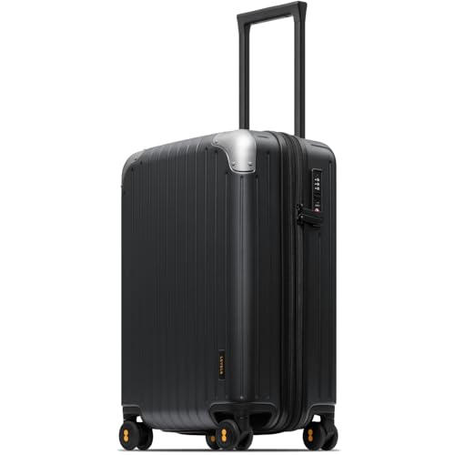 LEVEL8 Carry on Luggage Airline Approved, Hardshell Suitcases with Spinner Wheels, PC Expandable Luggage, 20 Inch, Black