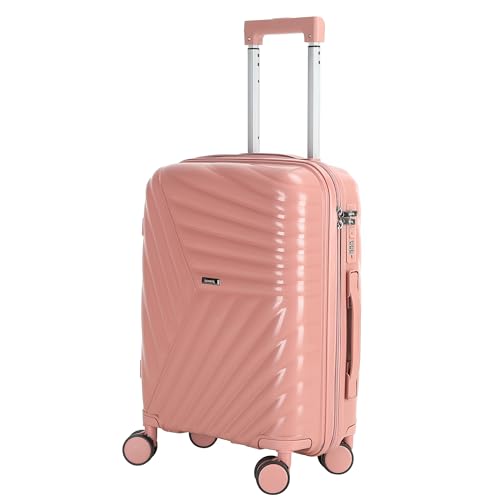 AGVOTK 20 In Carry On Luggage with TSA Lock, 22x14x9 Airline Approved Hardside Suitcase, Lightweight PP Travel Luggage with 360° Silent Spinner Wheels, Anti-Burst Zipper for Business (Rose Chevron)