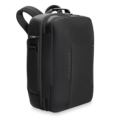 Briggs & Riley Large Convertible Backpack Duffle Bag - Carry On for Men & Women, Use for Travel, Gym, or Work, Overnight Weekend Luggage, Shoulder Strap, Laptop Compartment - ZDX Collection, Black