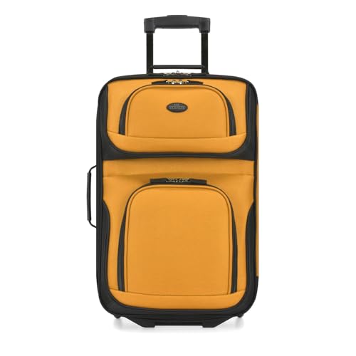 U.S. Traveler Rio Lightweight Softside Rolling Carry-on Suitcase, 2-Wheel Single, Orange