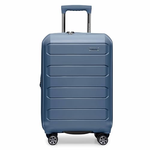 Traveler's Choice Pagosa Hardshell Expandable Luggage with Spinner Wheels, Slate Blue, 22-Inch Carry-on