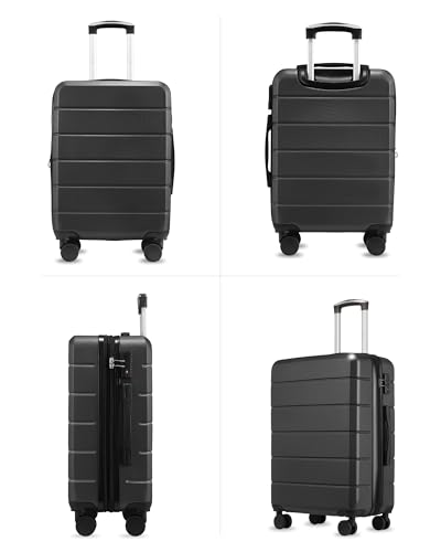 YOETEY Carry On Luggage 22x14x9 Airline Approved, Expandable ABS Hardside Suitcase with Spinner Wheels & TSA Lock, Lightweight Travel Suitcase for Business (20 in, Black)