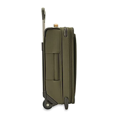 Briggs & Riley Essential 22" 2-Wheel Expandable Carry On - Luggage for Travel, Suitcases with Wheels, Softside Rolling Bag for Men & Women, Self-Repairing Zipper - Baseline Collection, Olive