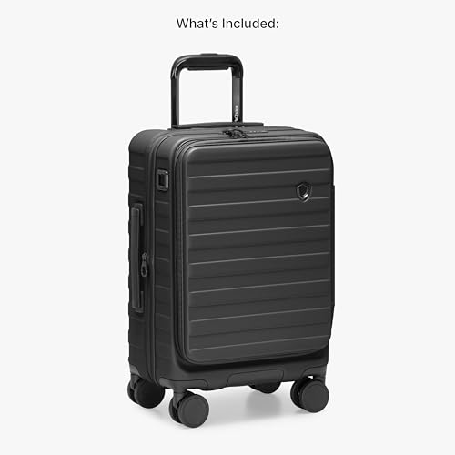 Traveler's Choice Novia Top Opening Expandable Polycarbonate Luggage with Spinner Wheels, Black, 21-Inch Carry-on