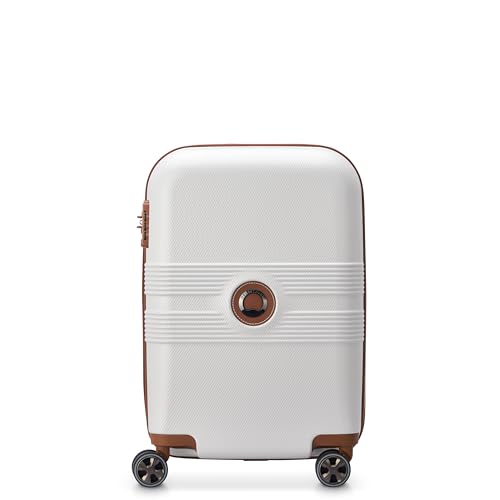 DELSEY PARIS Flanerie SE - Hardside Carry-On Luggage 19 Inch - 360° Dual Spinner Wheels - TSA Lock - 5-Year Warranty - Lightweight Polycarbonate Travel Suitcase with Vegan Leather, Champagne