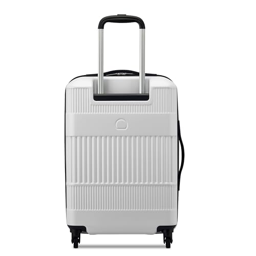 United Colors of Benetton Ribbed Hardside Expandable Luggage with Spinner Wheels, White, Carry-On 20 Inch