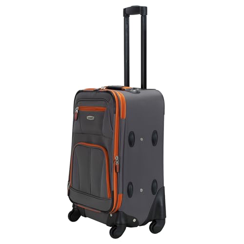 Rockland Pasadena Expandable Spinner Carry-on 19", Charcoal