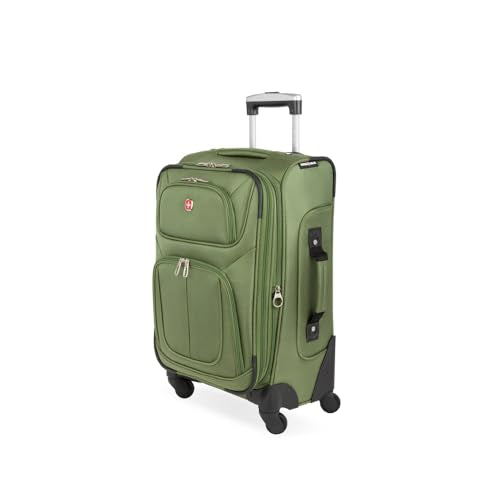 SWISSGEAR Sion Carry-On Spinner Luggage, Softside Expandable, Lightweight Suitcase, Evergreen, 22.75-Inch