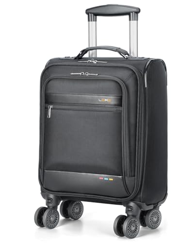 Underseat Carry On Luggage with Wheels, 16-Inch Rolling Under Seat Luggage, Softside Lightweight Carry On Bag for Airplane TSA Travel Personal Item，Travel Luggage for Men Women Business Black