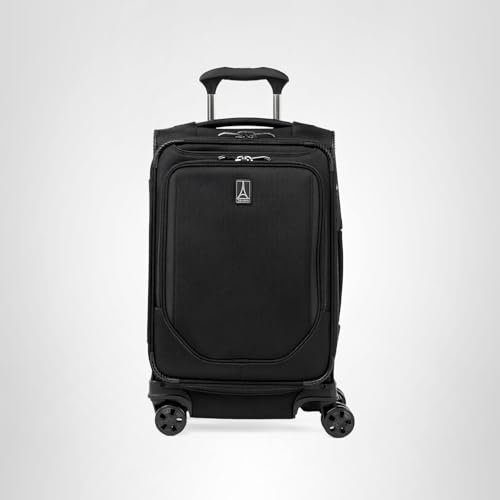 Travelpro Crew Classic Lightweight Softside Expandable Carry on Luggage, 8 Wheel Spinner Suitcase, Men and Women, Carry On 21-Inch, Black