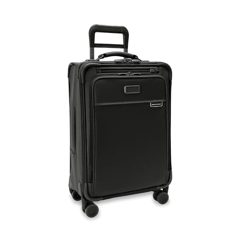 Briggs & Riley Essential 22" Carry On Expandable Spinner - Luggage for Travel, Suitcases with Wheels, Softside Rolling Bag for Men & Women, Self-Repairing Zipper - Baseline Collection, Black