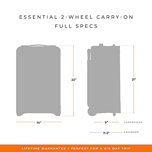 Briggs & Riley Essential 22" 2-Wheel Expandable Carry On - Luggage for Travel, Suitcases with Wheels, Softside Rolling Bag for Men & Women, Self-Repairing Zipper - Baseline Collection, Olive