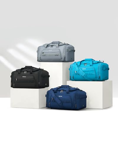 Hanke Duffle Bag for Travel, Dual Expandable 45L-55L Carry On Duffel, 3 In 1 Weekender Tote, Water Resistant Overnight Bag with 15.6" Compartment for Men Women, Caribbean Blue