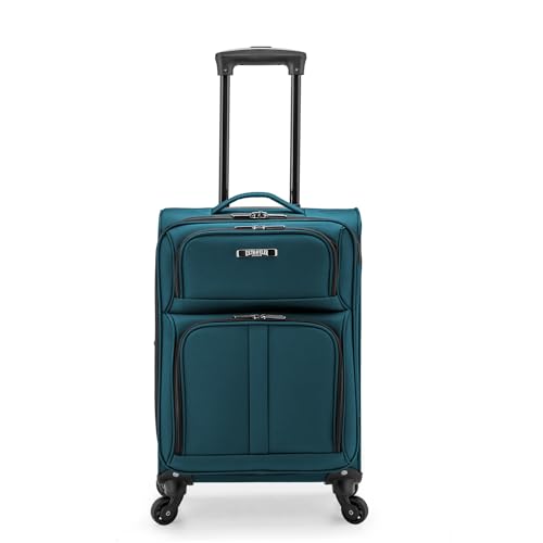 U.S. Traveler Anzio Softside Expandable Luggage with Spinner Wheels, Teal, 22-Inch Carry-on