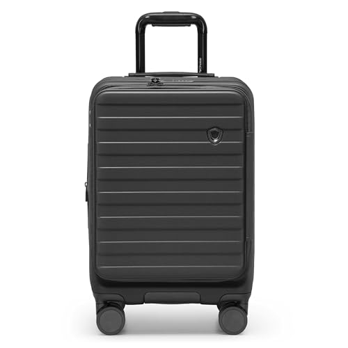 Traveler's Choice Novia Top Opening Expandable Polycarbonate Luggage with Spinner Wheels, Black, 21-Inch Carry-on