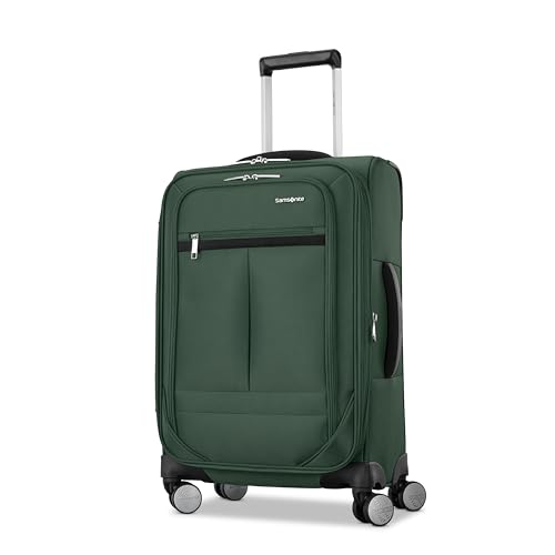 Samsonite Carry-On Soft-Sided Expandable 21-Inch Element Suitcase: Airline Approved for Most Major Airlines, Durable, 360° Spinner Wheels, Adjustable Handle, 2 Front & Side Pocket- Bistro Green