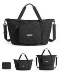 BAGSMART Foldable Travel Bag, 37L Expendable Personal Item Bag, Lightweight Travel Essentials for Women, Water Resistant Extra Carry on Bag, Black