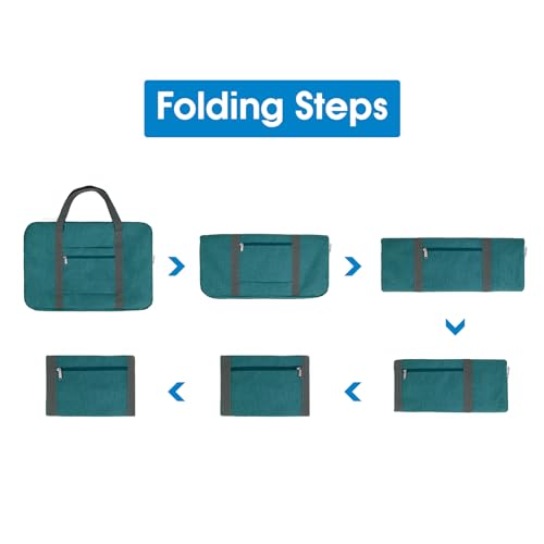 For United Airlines Foldable Carry on Bag 22x14x9 Travel Duffel Bag Packable luggage Duffle for Women and Men 40L (Teal)