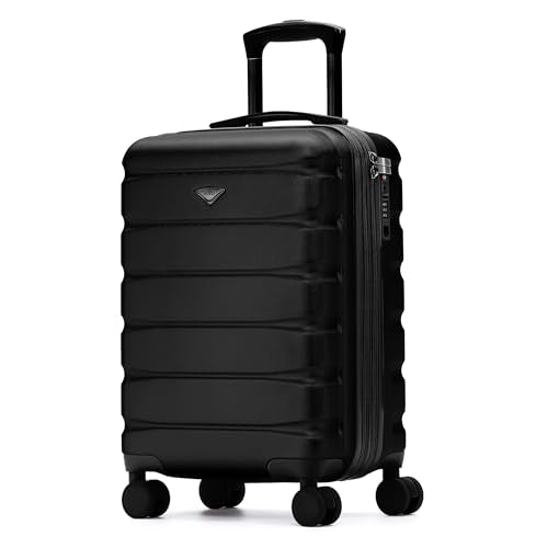 Flight Knight 22x14x9" Expandable Carry On Suitcase Hardside TSA Lock USB C Port Lightweight Luggage Silent Double Spinner Wheels Maximum Overhead Carry-On Bag For American & United Approved Airlines