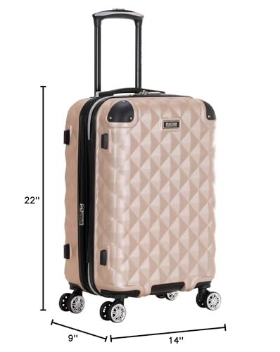 Kenneth Cole REACTION Diamond Tower Collection Lightweight Hardside Expandable 8-Wheel Spinner Travel Luggage, Rose Gold, 20-Inch Carry On