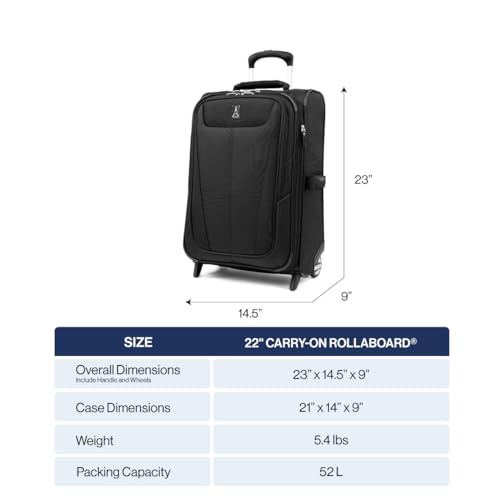 Travelpro Maxlite 5 Softside Expandable Upright 2 Wheel Carry-on Luggage, Lightweight, 21-Inch - Black