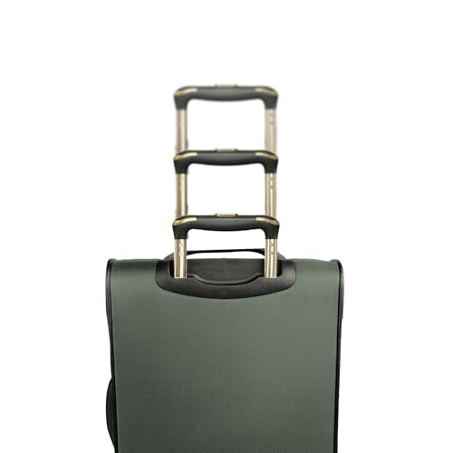 Kenneth Cole REACTION Chelsea 2-Piece Bundle - 20" Chevron Expandable 8-Wheel Carry-On Suitcase & Matching 15" Laptop Backpack, Olive