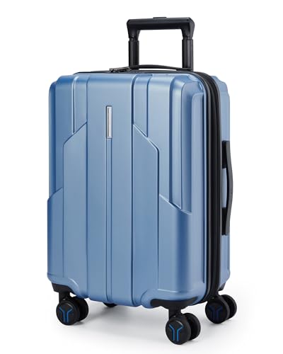 BAGSMART Carry On Luggage 22x14x9 Airline Approved, 1OO% PC Hardside Expandable Luggage with TSA Lock, 20 Inch Travel Suitcase with Spinner Wheels, Blue