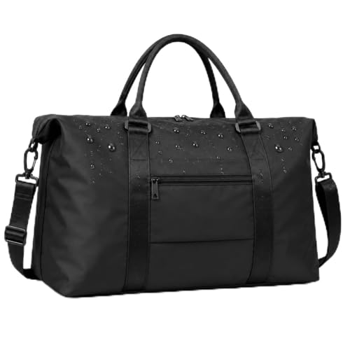 Travel Duffle Bag, Weekender Travel Bag Men Small Gym Bag for Women, Hospital Bag for Labor and Delivery, Overnight Bag Luggage Bag with Trolley Sleeve, Airplane Travel Essentials for Flying(Black)