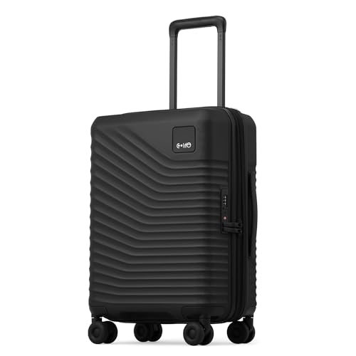 Coolife Carry On Luggage Expandable Hardside Upgrade PC Durable Lightweight Travel Suitcases with Dual Spinner Wheels & TSA Lock (Black, Carry-On 20-Inch)