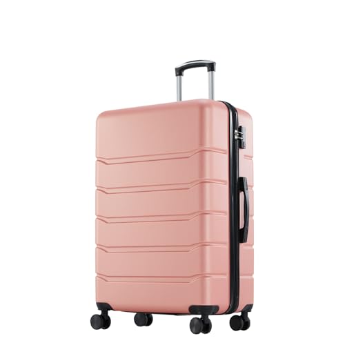 Sweetcrispy 20 Inch Carry On Luggage, Lightweight ABS Rolling Hard Shell Suitcase with Quiet Spinner Wheels, Built-in TSA Lock, Portable Travel Suitcase for Business Trip & Vacation Use, Pink