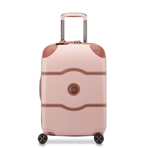 DELSEY PARIS Chatelet Air 2.0 Carry-On Plus Suitcase 20 Inch, Hardside Polycarbonate Luggage, Dual-Density Spinner Wheels, TSA Lock, USB Port, Blush Pink