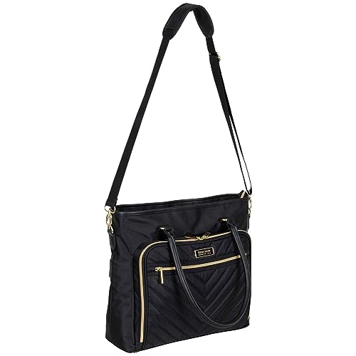Kenneth Cole REACTION Chelsea Quilted Chevron 15" Laptop & Tablet Business Tote with Removable Shoulder Strap, Black
