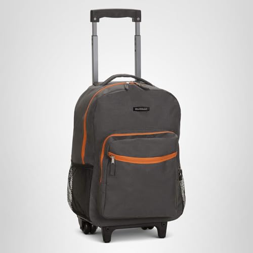 Rockland Double Handle 17" Rolling Backpack, Charcoal