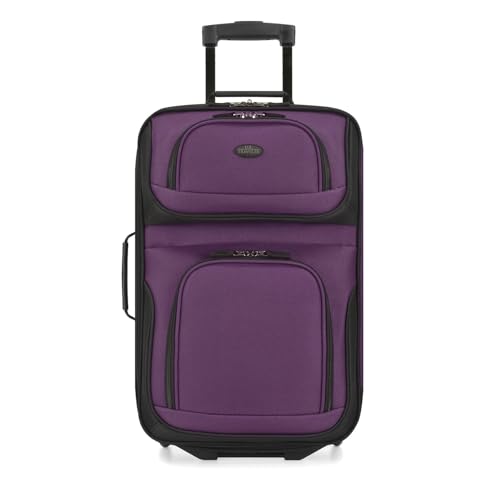 U.S. Traveler Rio Lightweight Softside Rolling Carry-on Suitcase, 2-Wheel Single, Purple