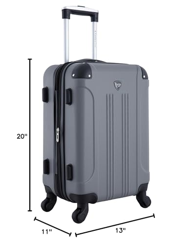 Travelers Club Chicago Hardside Expandable Spinner Luggage, Charcoal, 20"(22in with wheels) Carry-On