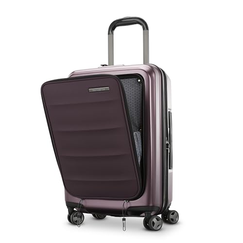 Samsonite Octiv Lightweight Hardshell 21-Inch Pro Carry-On Luggage - Durable & Impact Resistant, 360° Aero Trac Spinner Wheels, Adjustable Handle, Expandable Suitcase, TSA Approved Lock - Purple