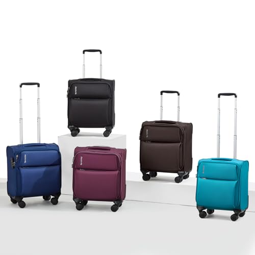 Hanke 16 Inch Underseat Carry On Luggage with Spinner Wheels Airline Approved, Small Rolling Suitcase Softside Underseater Lightweight TSA Travel Roller Suitcase Carry-On Bag(Burgundy)